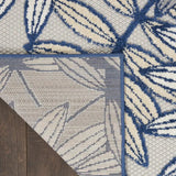 7' X 10' Ivory And Blue Floral Indoor Outdoor Area Rug - Homeroots
