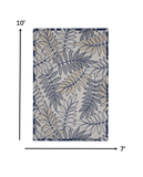 7' X 10' Ivory And Blue Floral Indoor Outdoor Area Rug - Homeroots