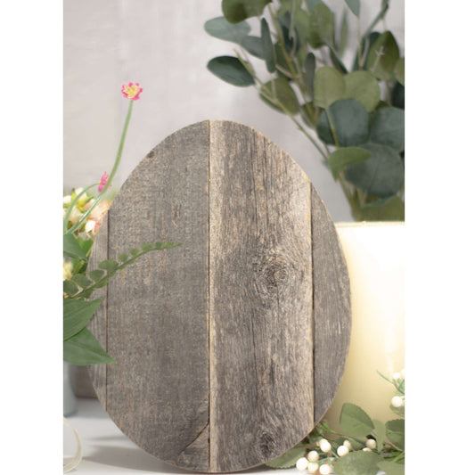 12" Farmhouse Weathered Gray Wooden Large Egg - Homeroots