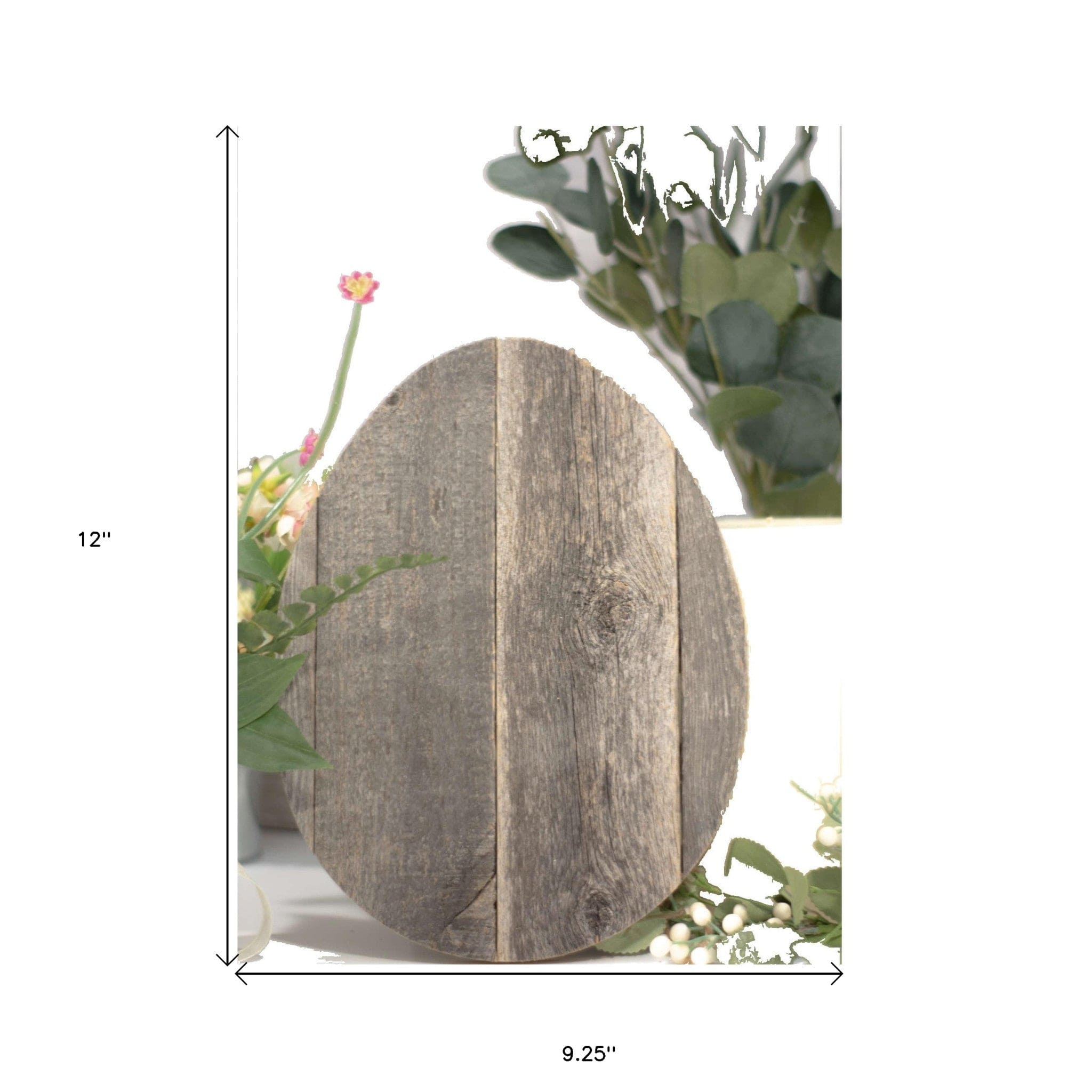 12" Farmhouse Weathered Gray Wooden Large Egg - Homeroots