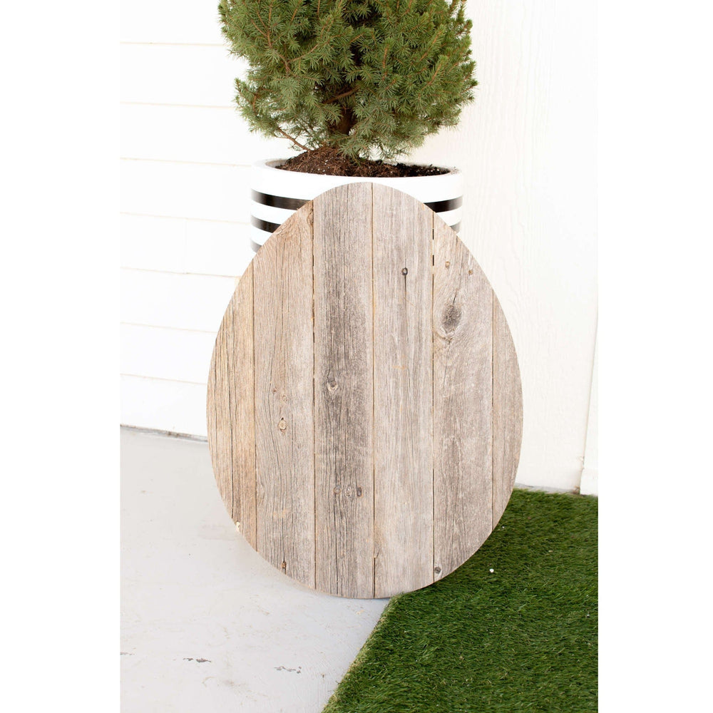 18" Rustic Farmhouse Gray Wooden Large Egg - Homeroots - Flyclothing LLC