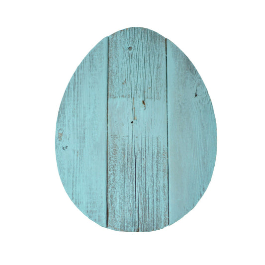 12" Farmhouse Turquoise Wooden Large Egg - Homeroots