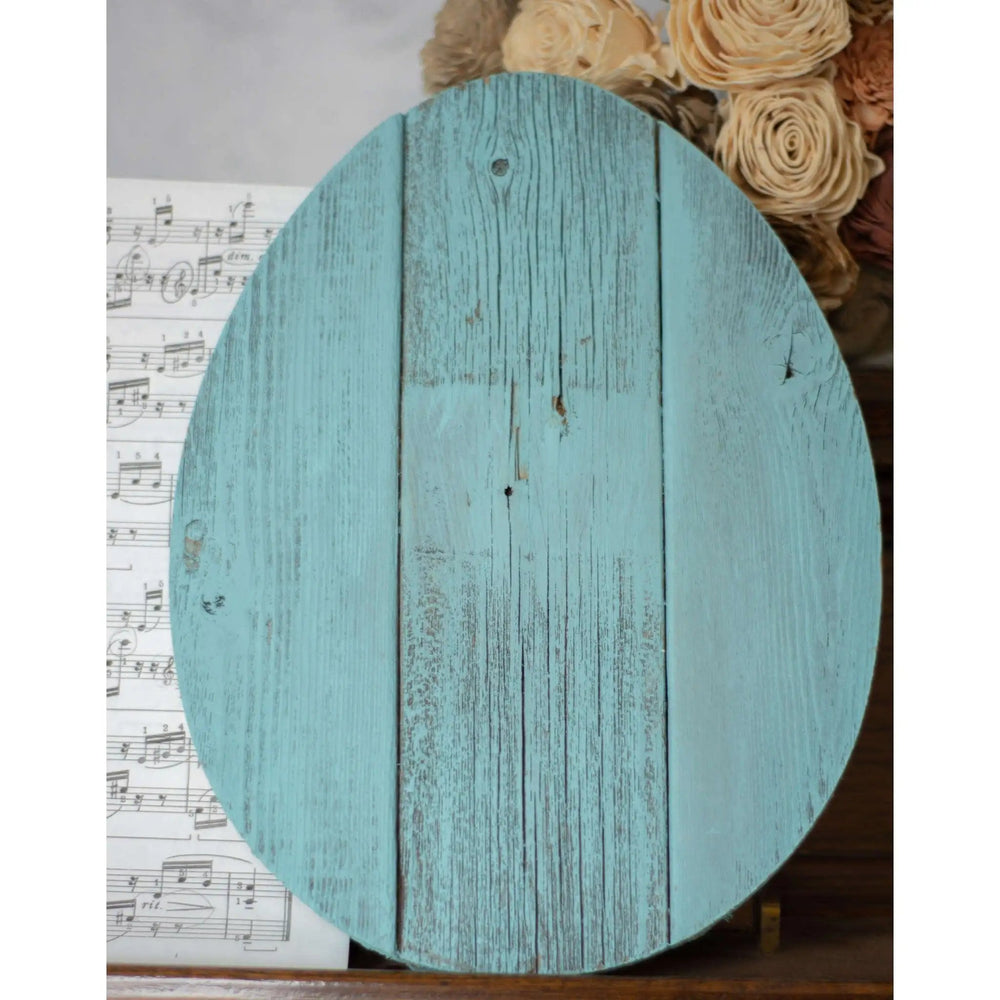 12" Farmhouse Turquoise Wooden Large Egg - Homeroots - Flyclothing LLC