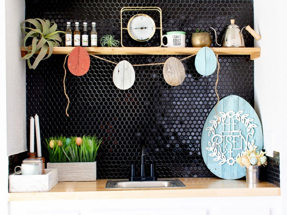 12" Farmhouse Turquoise Wooden Large Egg - Homeroots - Flyclothing LLC