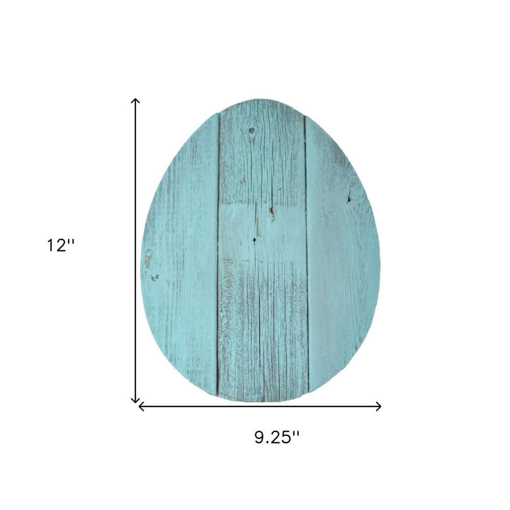 12" Farmhouse Turquoise Wooden Large Egg - Homeroots - Flyclothing LLC