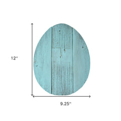 12" Farmhouse Turquoise Wooden Large Egg - Homeroots