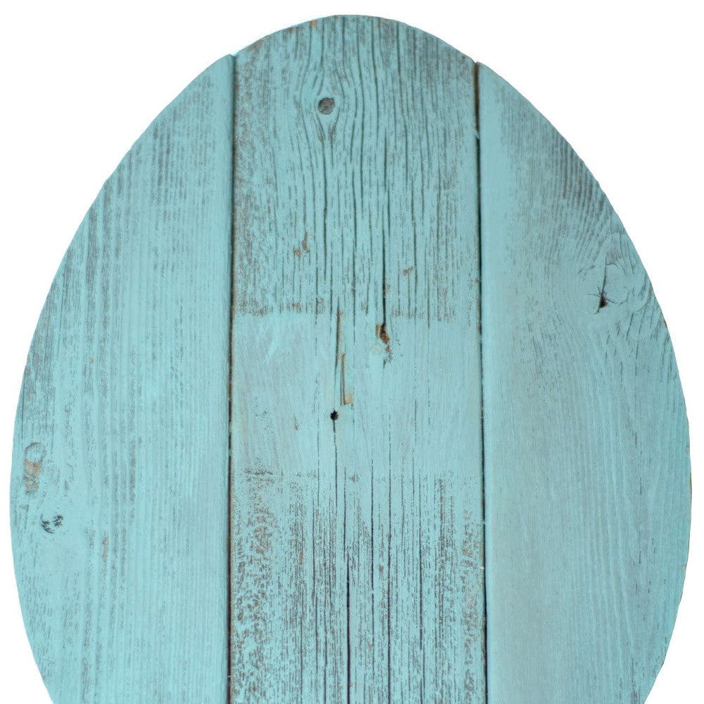 12" Farmhouse Turquoise Wooden Large Egg - Homeroots - Flyclothing LLC