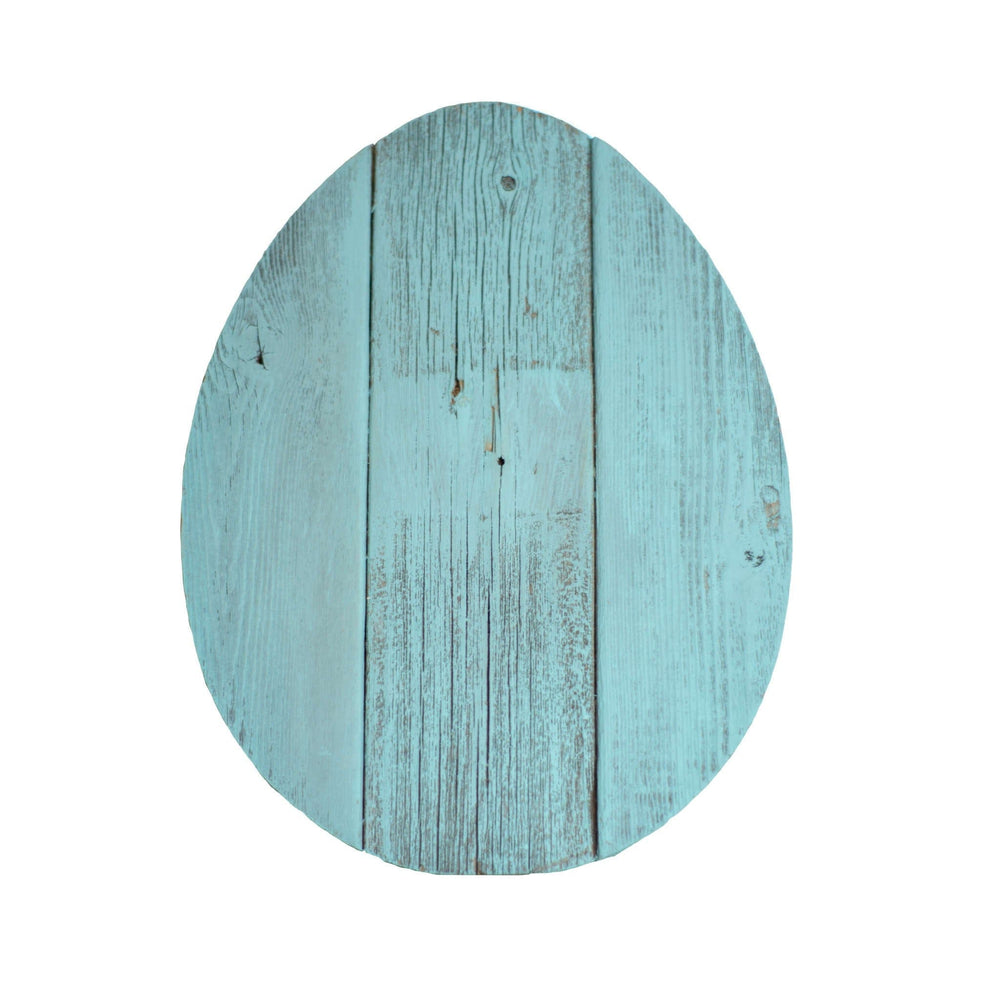 12" Farmhouse Turquoise Wooden Large Egg - Homeroots - Flyclothing LLC