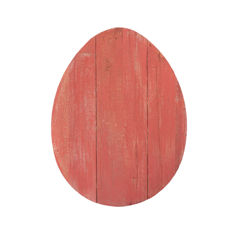 12" Farmhouse Red Wooden Large Egg - Homeroots