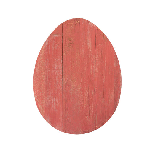 12" Farmhouse Red Wooden Large Egg - Homeroots