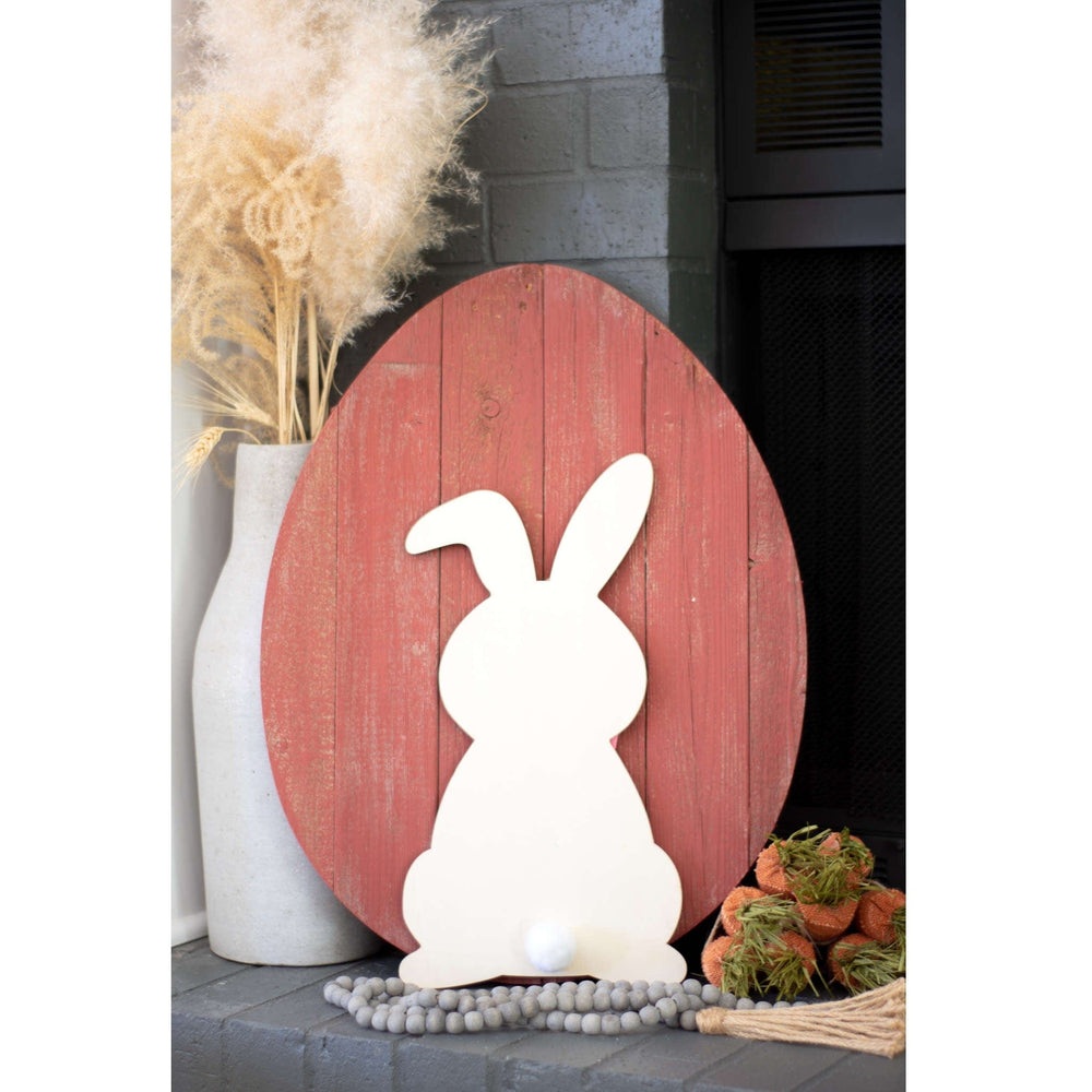 12" Farmhouse Red Wooden Large Egg - Homeroots - Flyclothing LLC