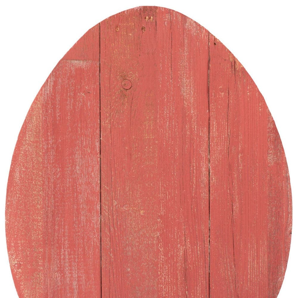 12" Farmhouse Red Wooden Large Egg - Homeroots