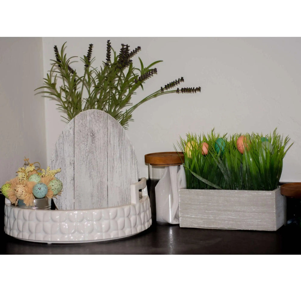 12" Farmhouse White Wwash Wooden Large Egg - Homeroots - Flyclothing LLC