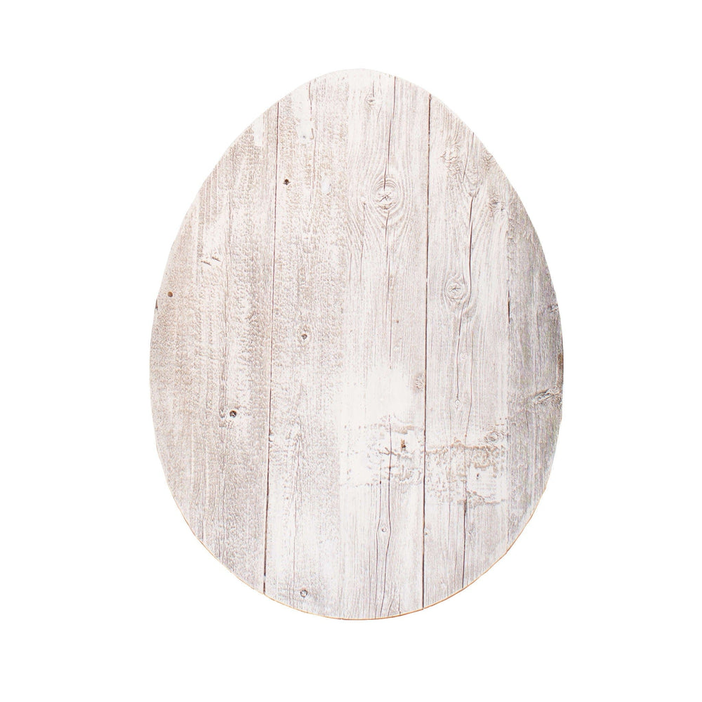 12" Farmhouse White Wwash Wooden Large Egg - Homeroots - Flyclothing LLC