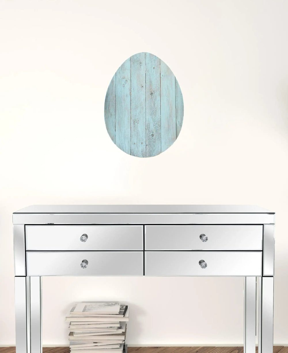 18" Rustic Farmhouse Turquoise Wooden Large Egg - Homeroots - Flyclothing LLC