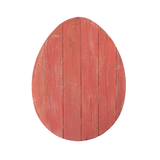 18" Rustic Farmhouse Red Wooden Large Egg - Homeroots