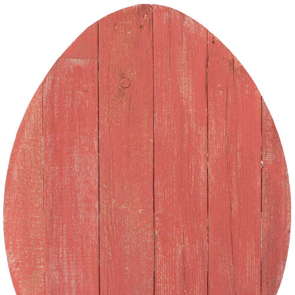 18" Rustic Farmhouse Red Wooden Large Egg - Homeroots
