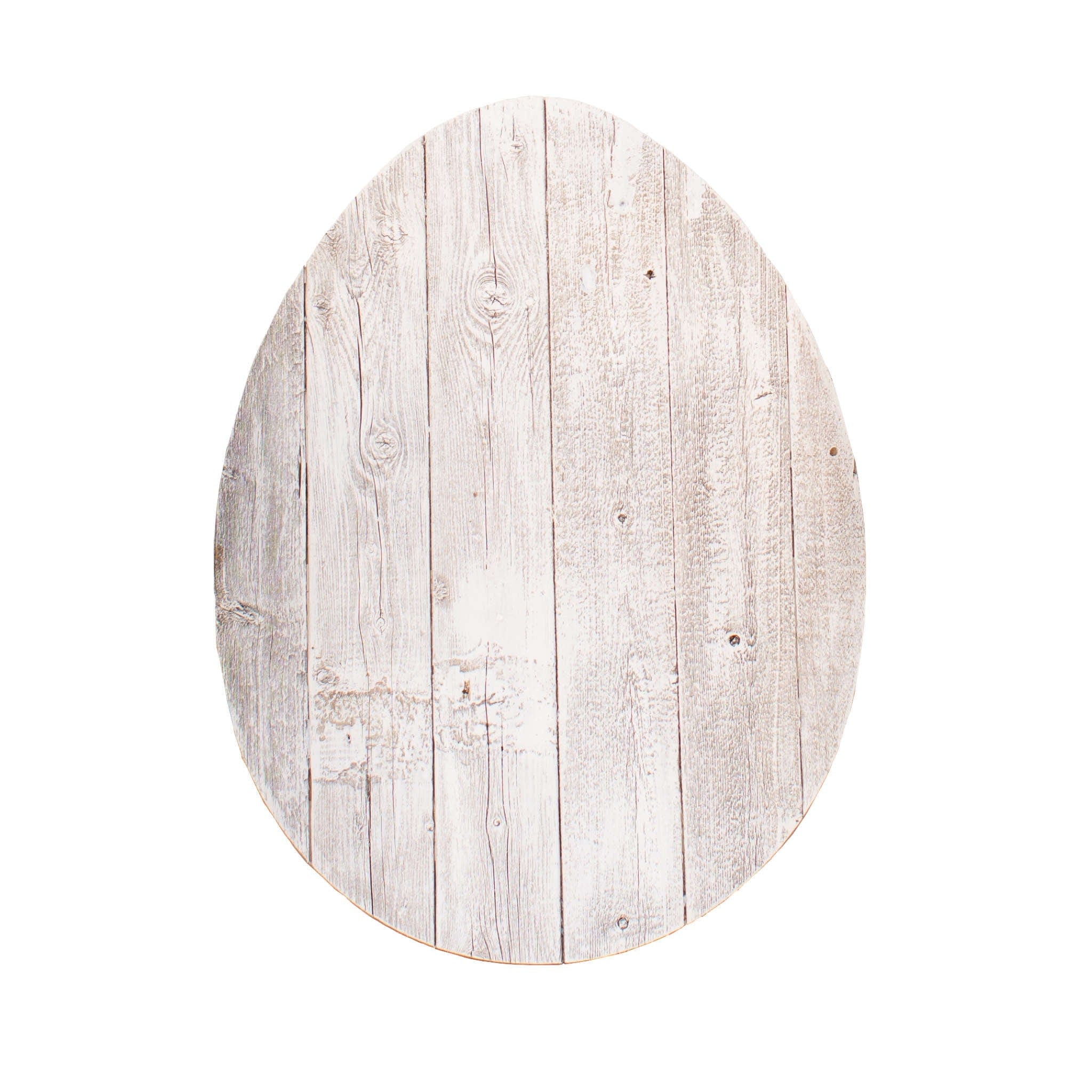 18" Rustic Farmhouse White Wash Wood Large Egg - Homeroots