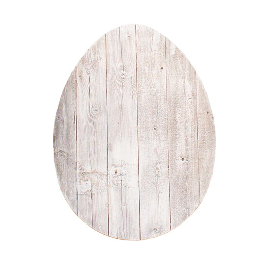 18" Rustic Farmhouse White Wash Wood Large Egg - Homeroots
