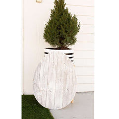 18" Rustic Farmhouse White Wash Wood Large Egg - Homeroots