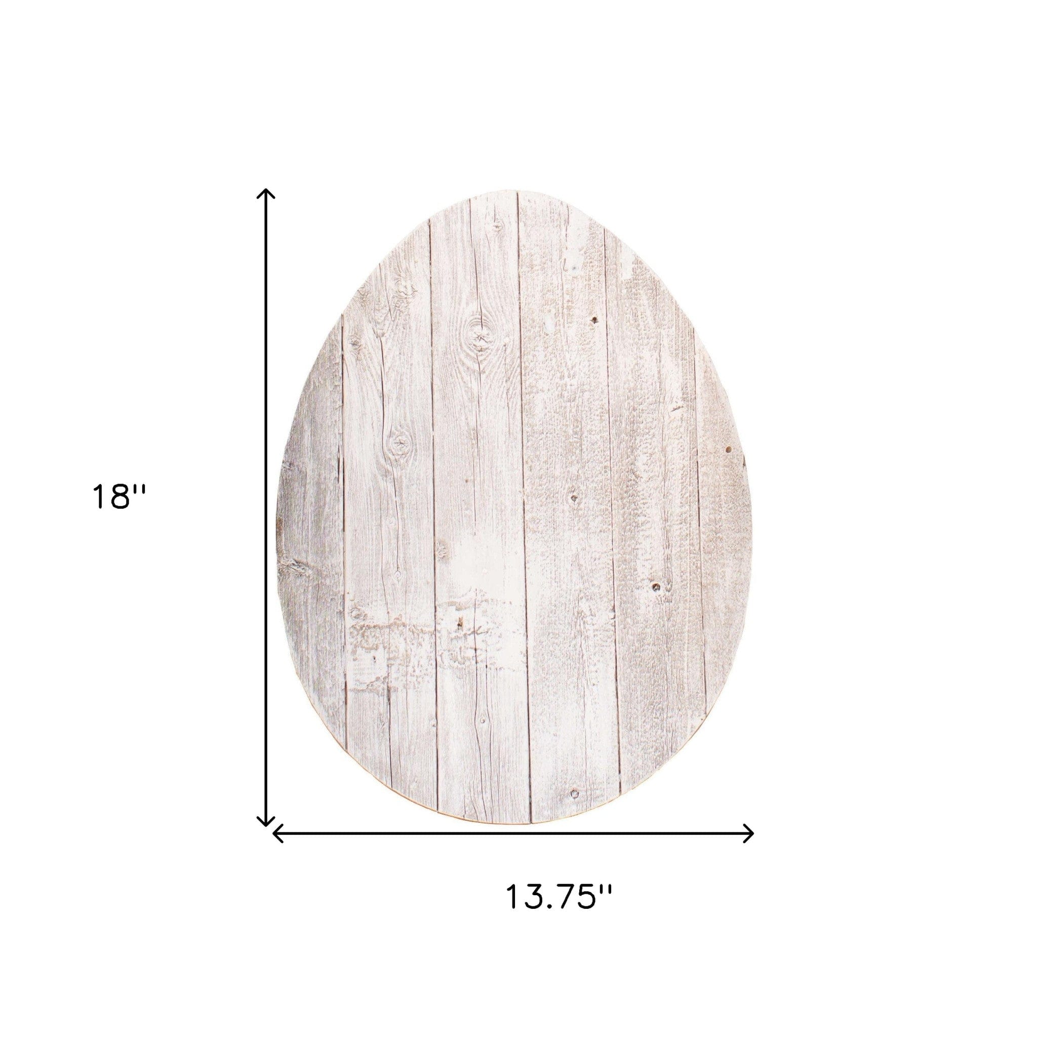 18" Rustic Farmhouse White Wash Wood Large Egg - Homeroots