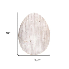 18" Rustic Farmhouse White Wash Wood Large Egg - Homeroots