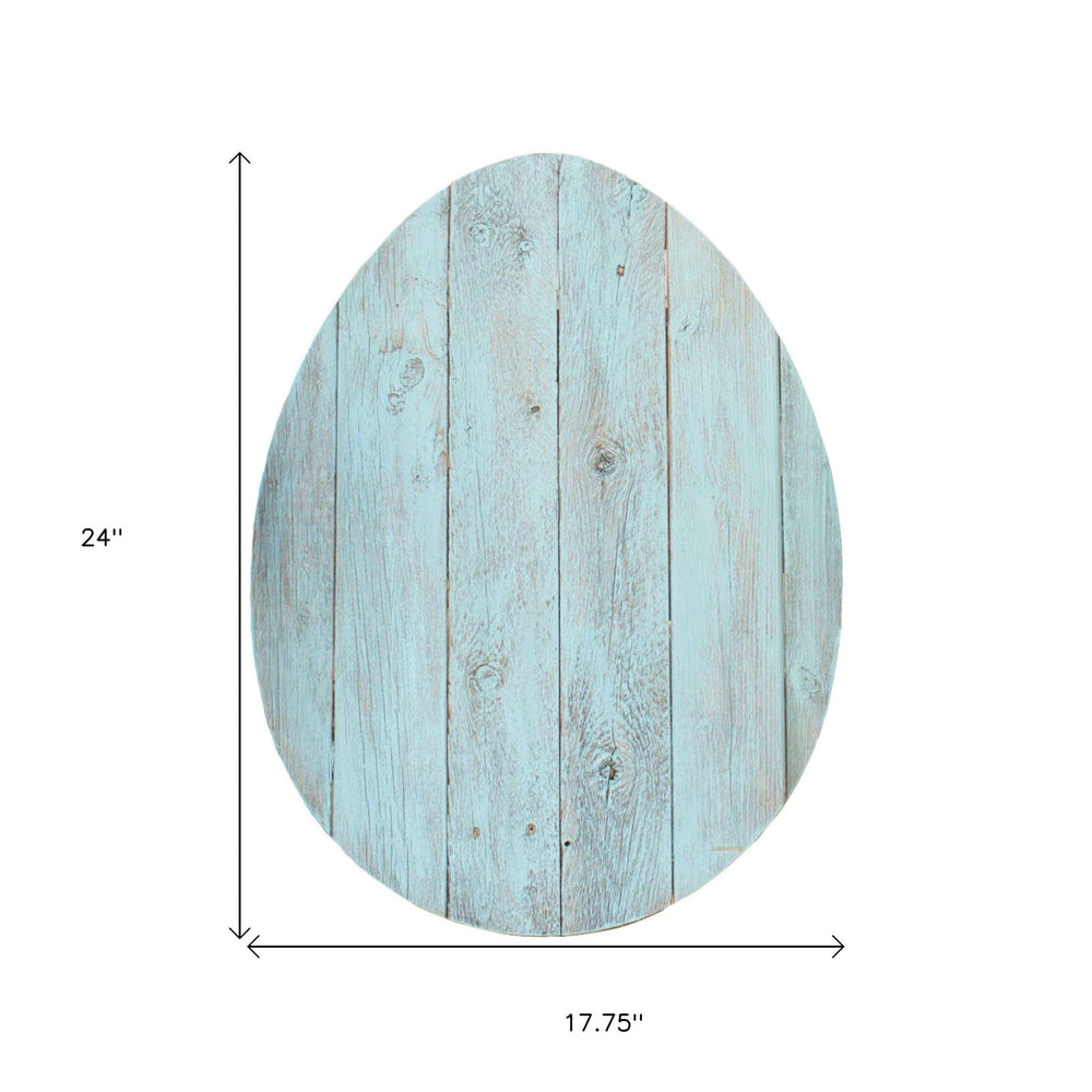 24" Rustic Farmhouse Turquoise Wood Large Egg - Homeroots - Flyclothing LLC