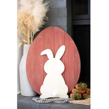 24" Rustic Farmhouse Red Wood Large Egg - Homeroots