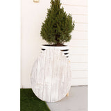 24" Rustic White Wash Wood Large Egg - Homeroots