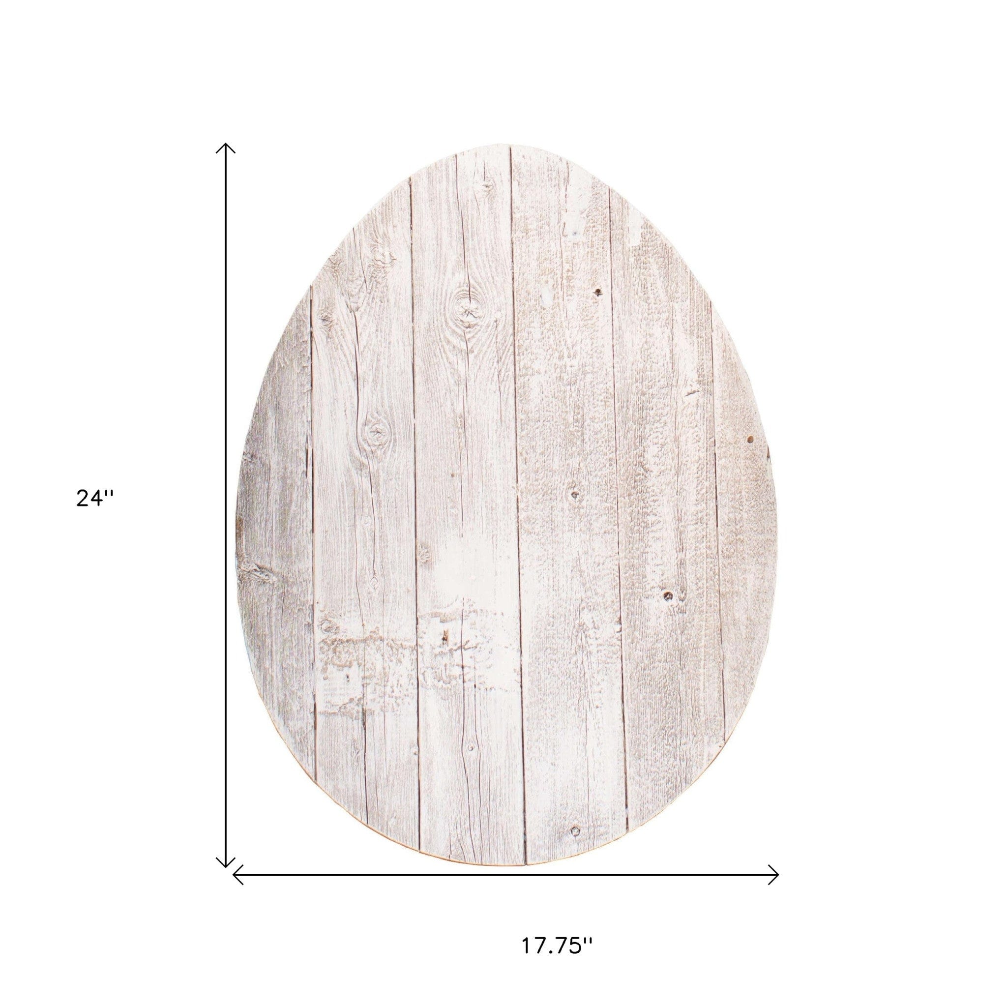 24" Rustic White Wash Wood Large Egg