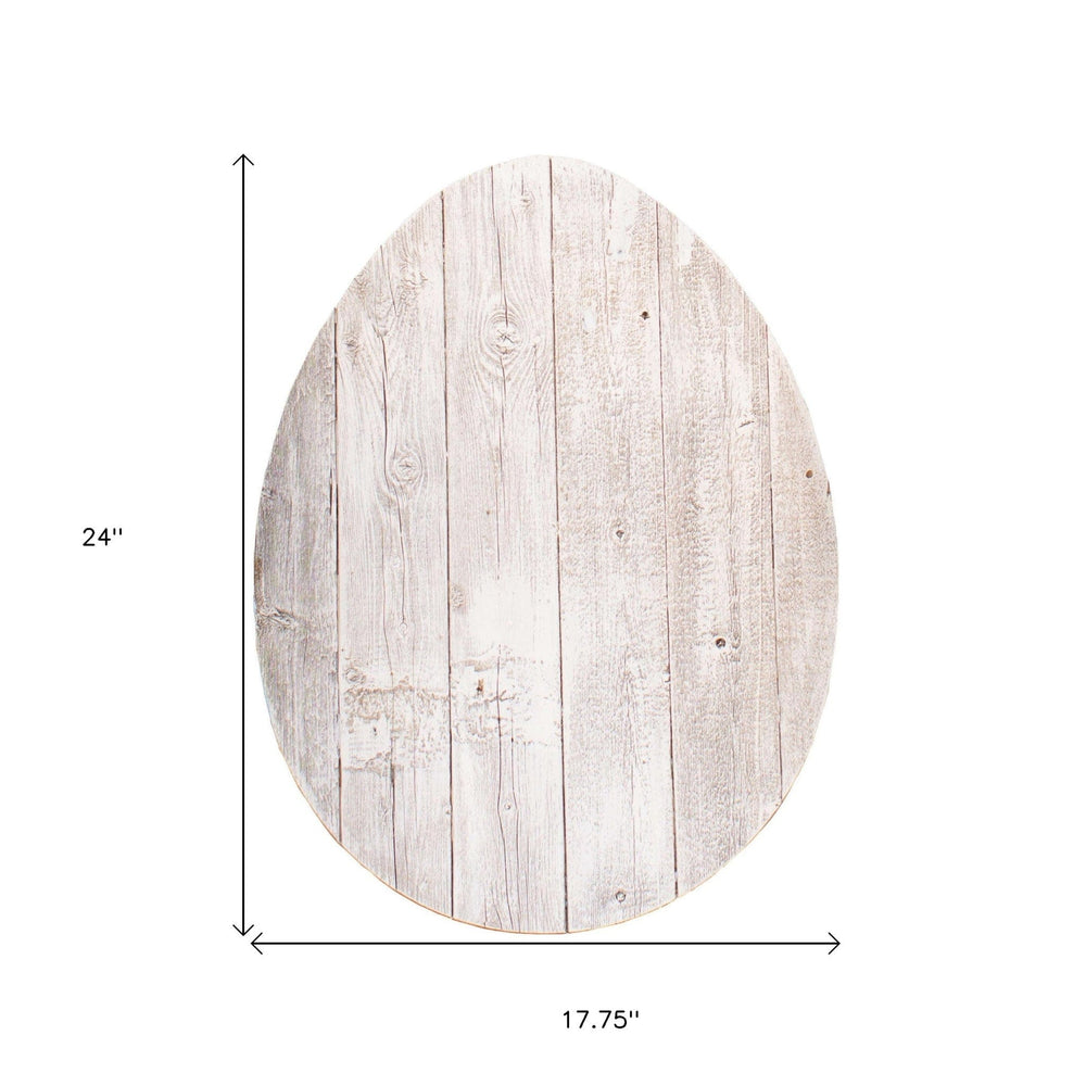 24" Rustic White Wash Wood Large Egg - Homeroots - Flyclothing LLC