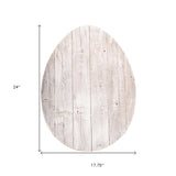 24" Rustic White Wash Wood Large Egg - Homeroots - Flyclothing LLC
