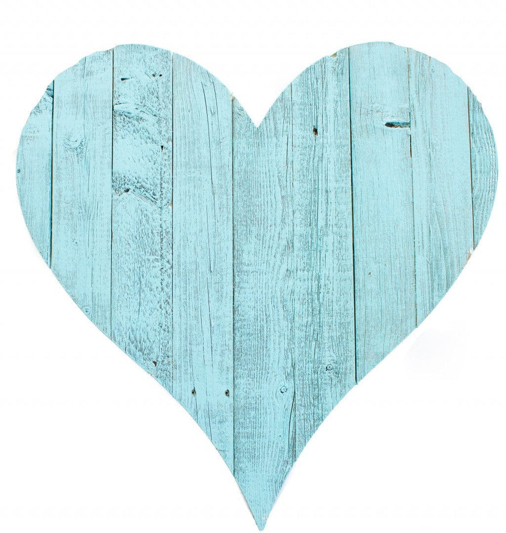 12" Turquoise Reclaimed Wood Heart Wall Decor - Homeroots - Flyclothing LLC