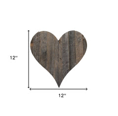 12" Weathered Gray Reclaimed Wood Heart Wall Decor - Homeroots