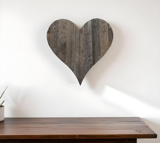 12" Weathered Gray Reclaimed Wood Heart Wall Decor - Homeroots