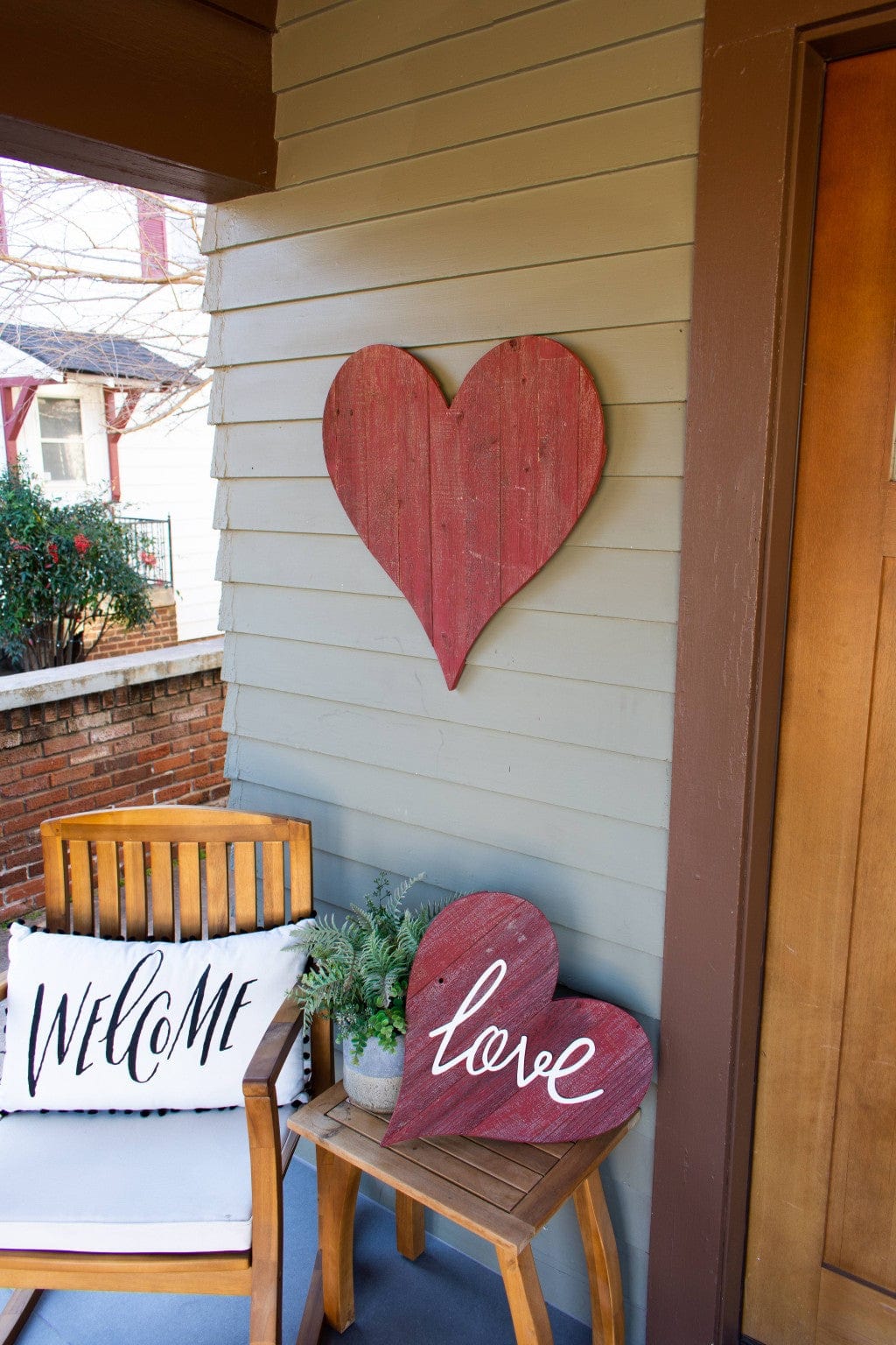 12" Rustic Red Reclaimed Wood Heart Wall Decor - Homeroots