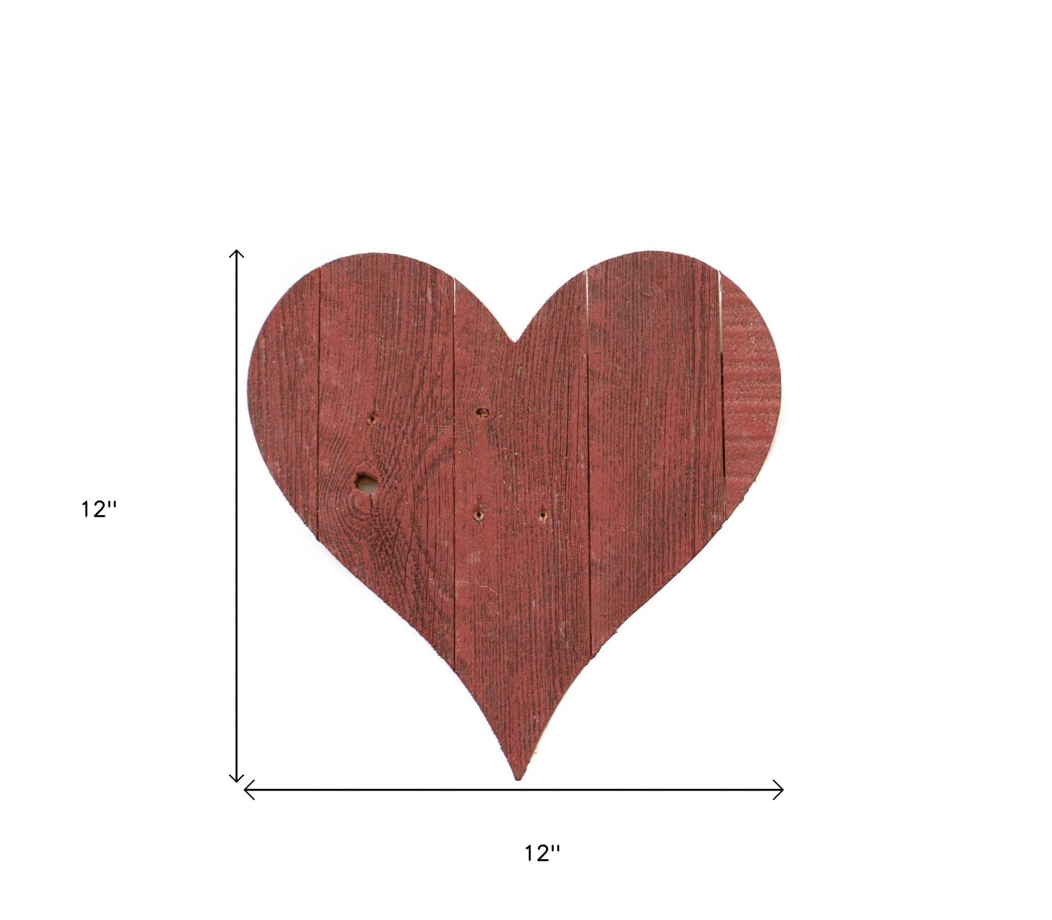 12" Rustic Red Reclaimed Wood Heart Wall Decor - Homeroots
