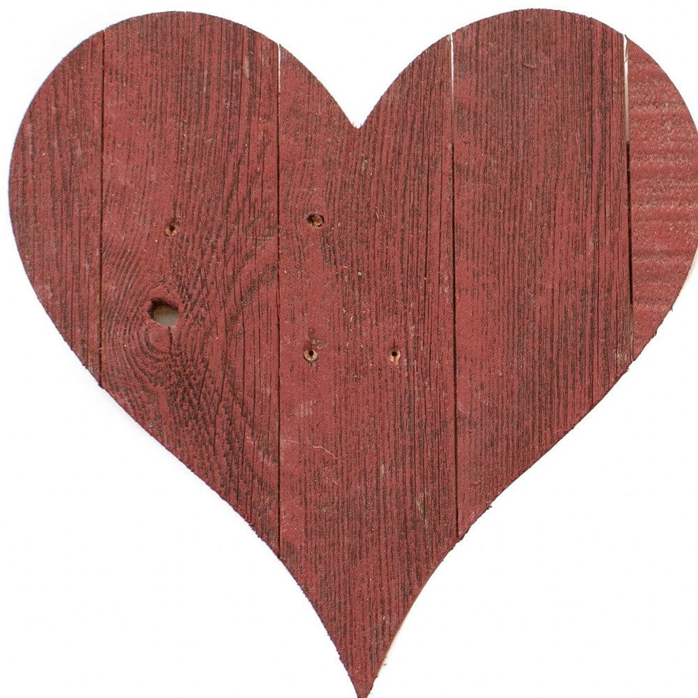 12" Rustic Red Reclaimed Wood Heart Wall Decor - Homeroots - Flyclothing LLC