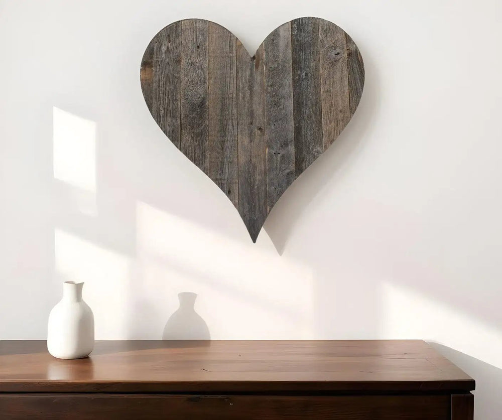 18" Weathered Gray Reclaimed Wood Heart Wall Decor - Homeroots - Flyclothing LLC