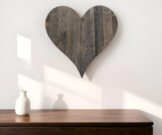 18" Weathered Gray Reclaimed Wood Heart Wall Decor - Homeroots