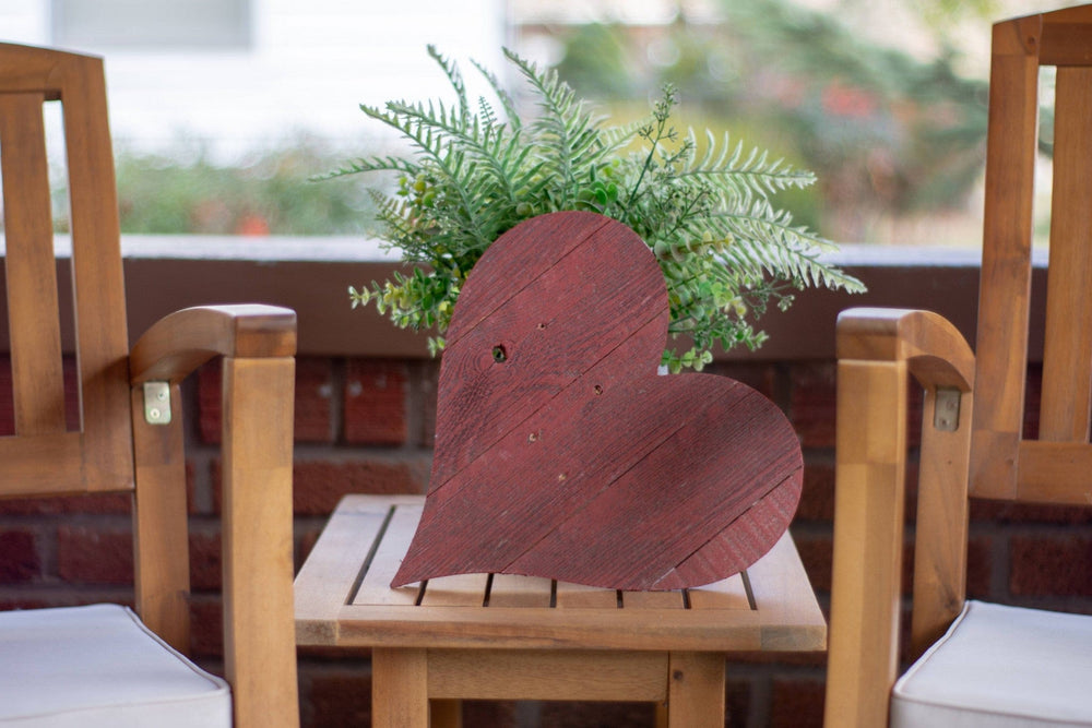 18" Rustic Red Reclaimed Wood Heart Wall Decor - Homeroots - Flyclothing LLC
