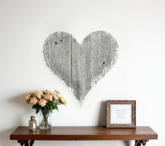 18" Whitewash Reclaimed Wood Heart Wall Decor - Homeroots