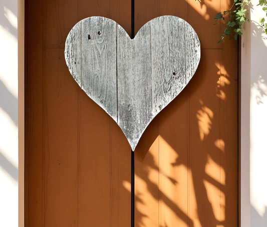 18" Whitewash Reclaimed Wood Heart Wall Decor - Homeroots