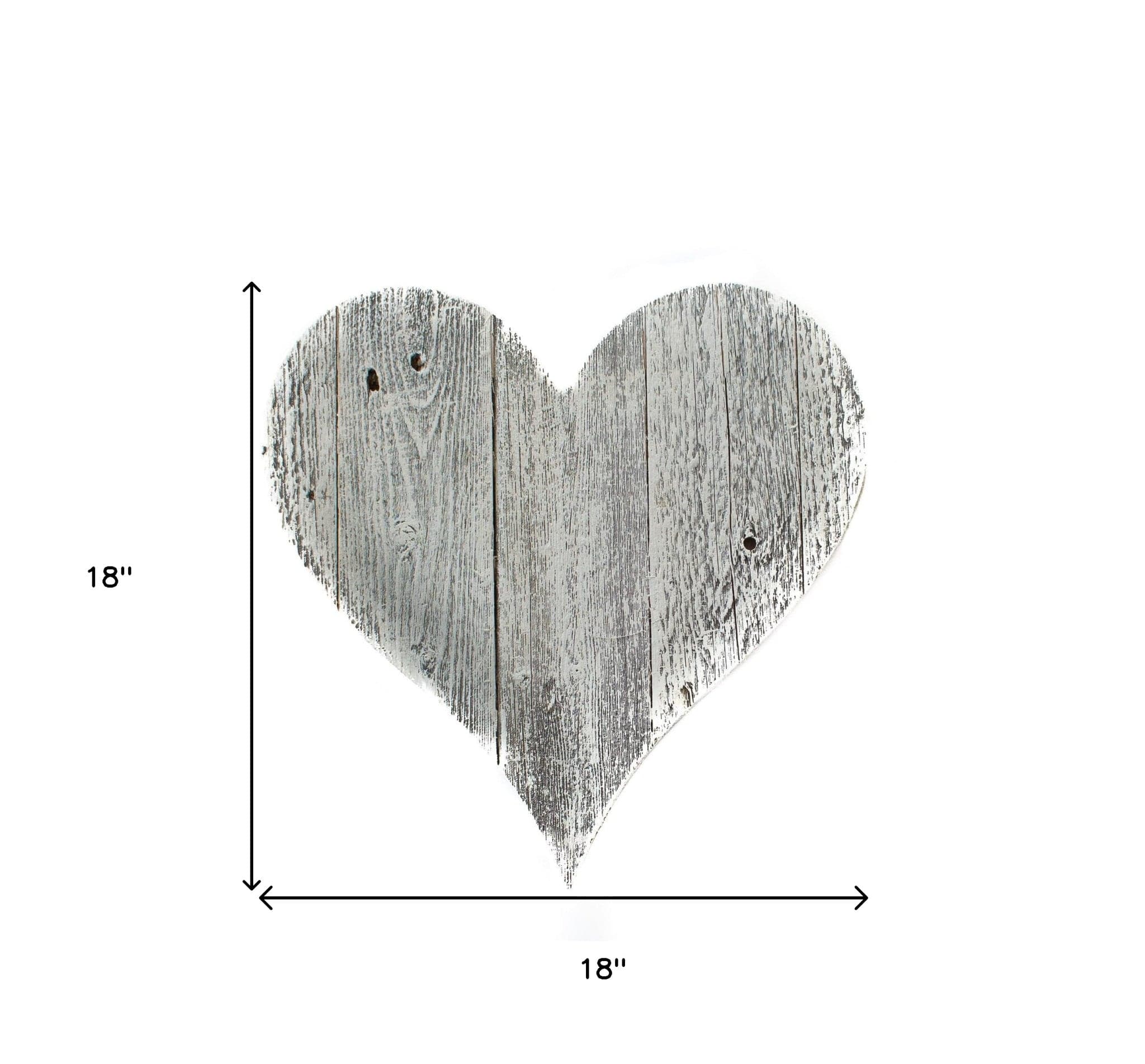 18" Whitewash Reclaimed Wood Heart Wall Decor - Homeroots