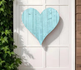 24" Turquoise Reclaimed Wood Heart Wall Decor - Homeroots