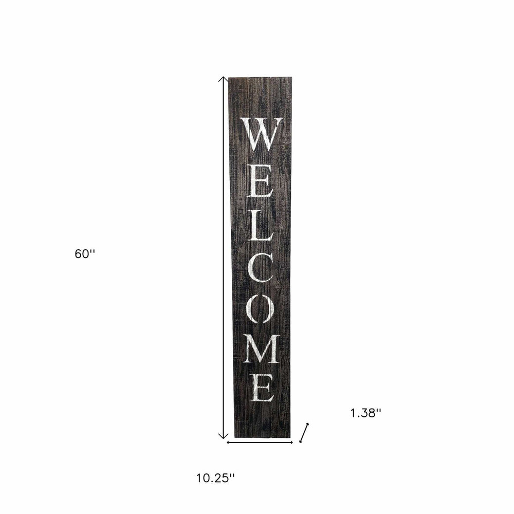 5' Rustic Black And White Front Porch Welcome Sign - Homeroots - Flyclothing LLC