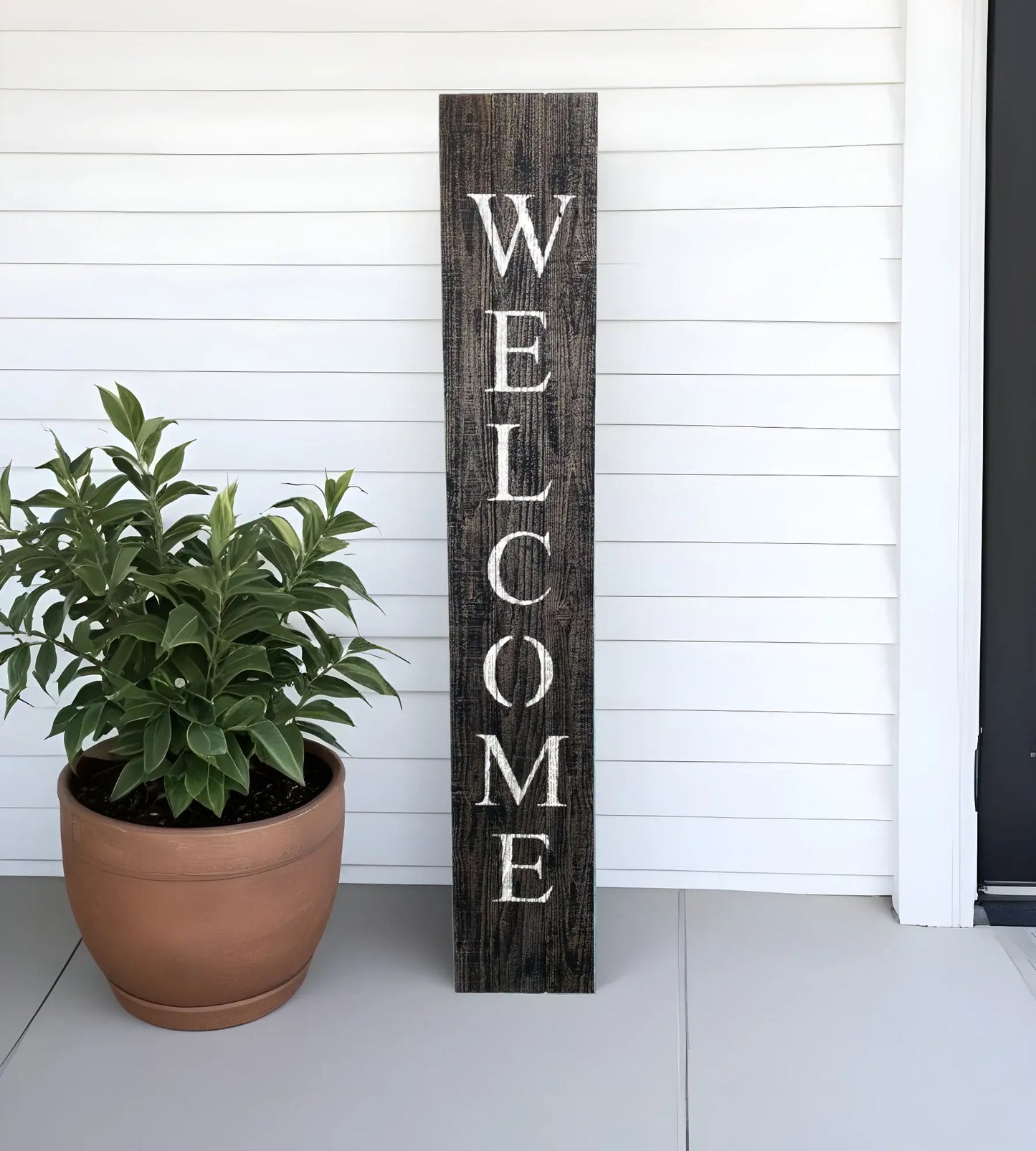 5' Rustic Black And White Front Porch Welcome Sign - Homeroots - Flyclothing LLC
