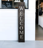 5' Rustic Black And White Front Porch Welcome Sign - Homeroots