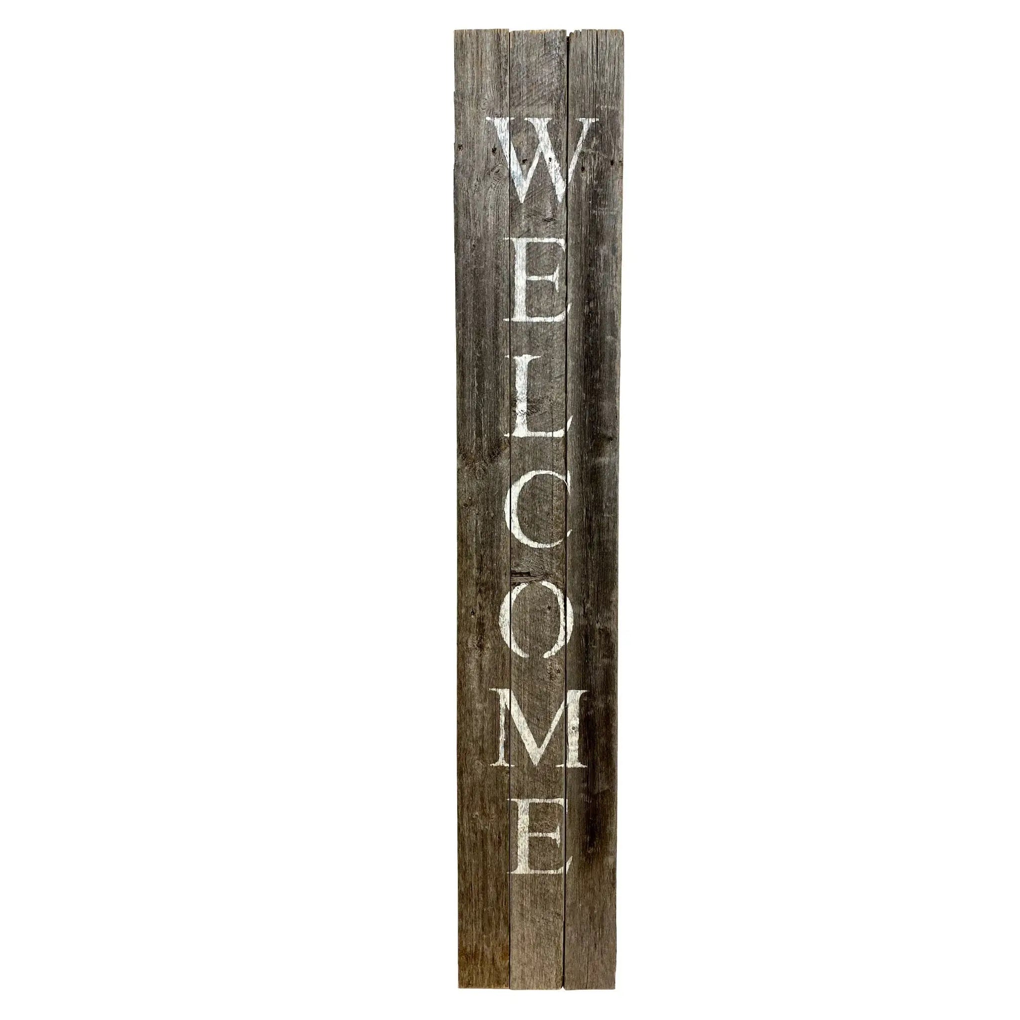 5' Rustic Dark Gray and White Wood Porch Welcome Sign - Homeroots - Flyclothing LLC