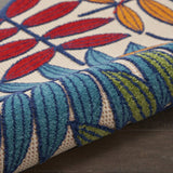 12' Runner Ivory And Blue Floral Stain Resistant Indoor Outdoor Runner Rug - Homeroots - Flyclothing LLC